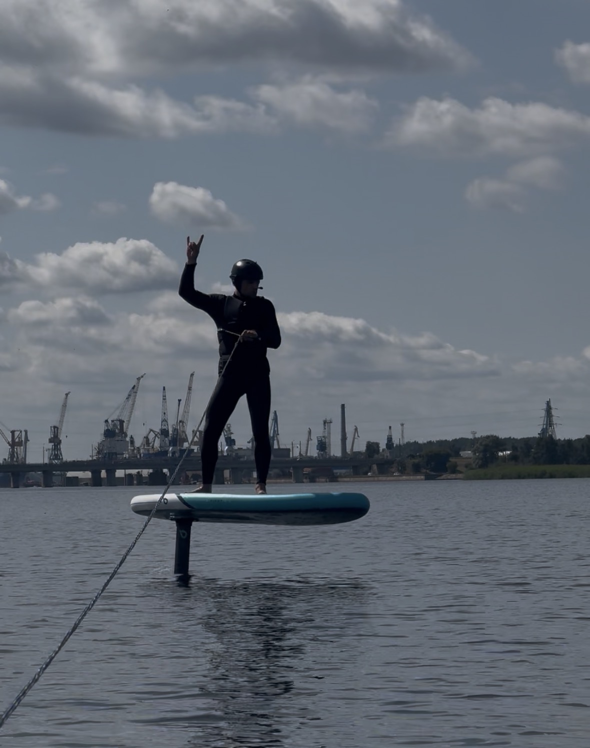 Foil simulator flying board lesson, step 4 - Riga, Latvia